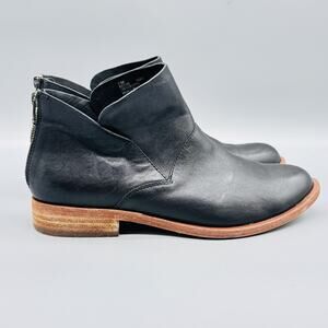 Kork Ease Boots Womens 7.5 Black Leather Ryder Ankle Booties Back Zip Low Heel